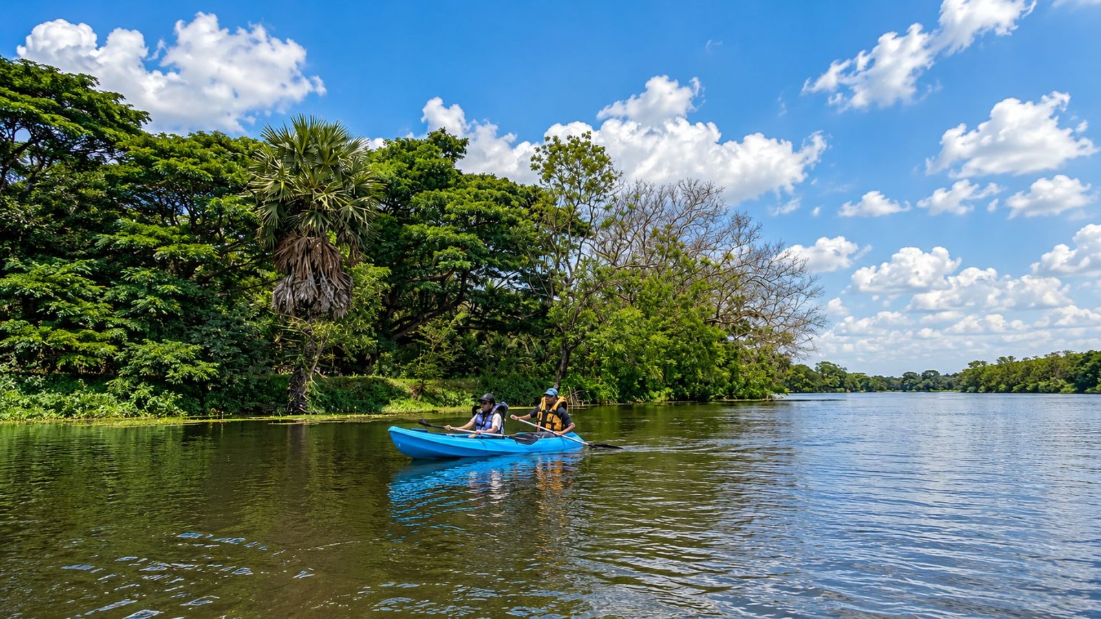 Guided kayaking tour route at Thirappane Reservoir, Anuradhapura Sri Lanka